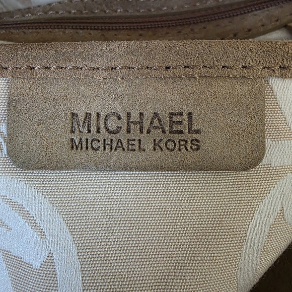 Vintage Michael Kors Distressed Brown Suede Tote Bag With Silver MK Lock - Picture 7 of 15